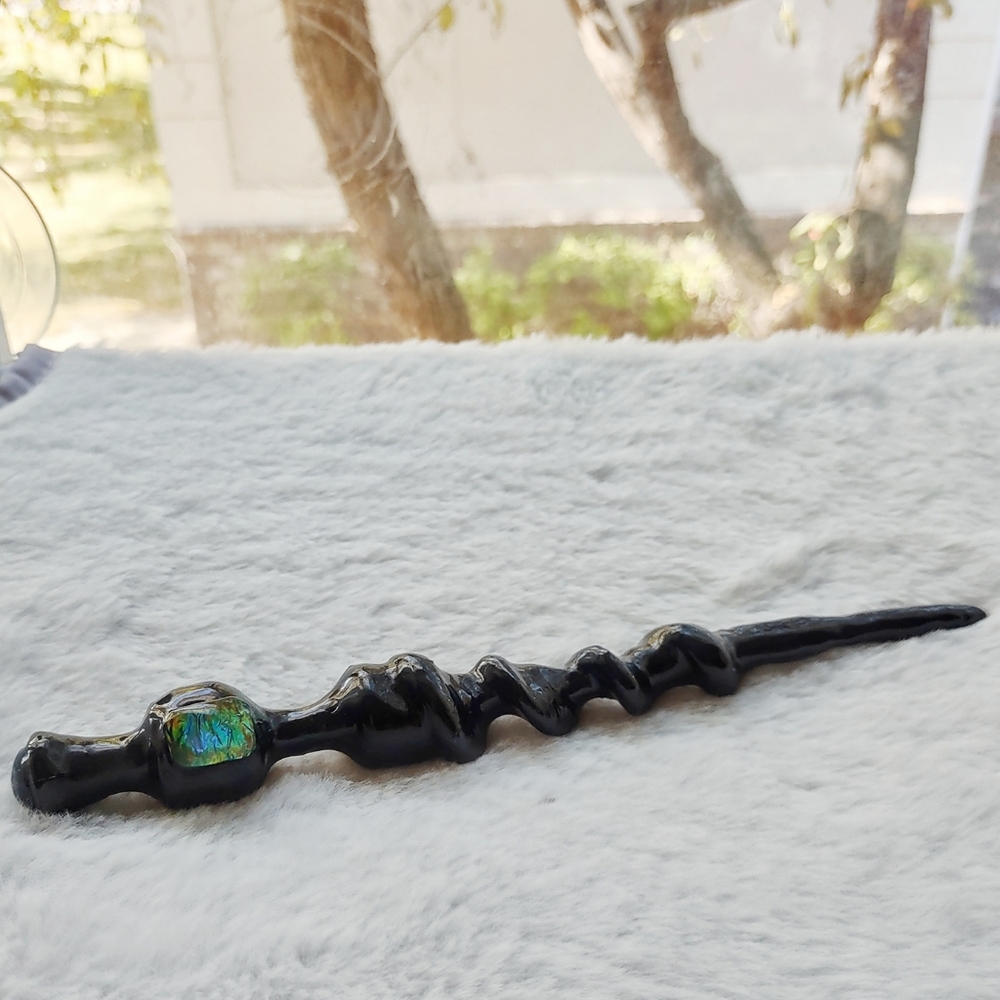 Handmade Halloween Harry Potter Witch or wizard black jewel embellished wand